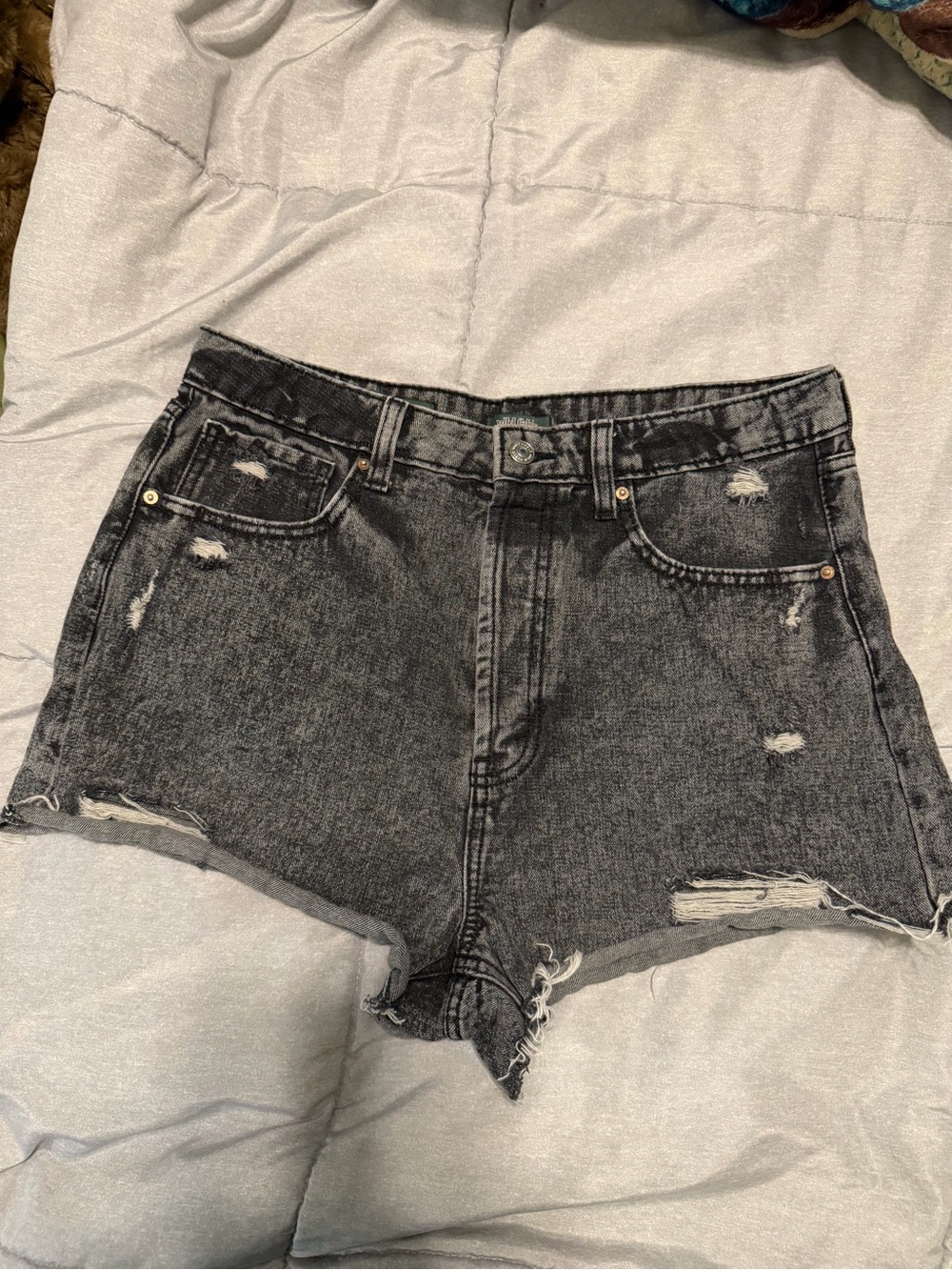 wild fable Black Hr Cutoff Washed Distressed Denim Shorts